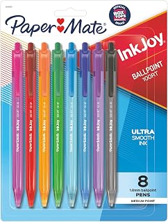 Paper Mate InkJoy 100RT Retractable Ballpoint Pens, Medium Point, Assorted Ink, 8 Pack (1945935)