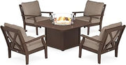 Polywood Braxton Deep Seating Set, Mahogany/Spiced Burlap