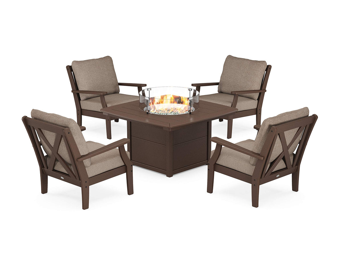 ® Braxton Deep Seating Set by Polywood – Onesize, High Density Polyethylene, Mahogany / Spiced Burlap, Model PWS488-2-MA146010