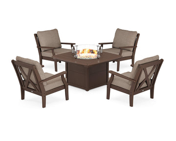 ® Braxton Deep Seating Set by Polywood – Onesize, High Density Polyethylene, Mahogany / Spiced Burlap, Model PWS488-2-MA146010