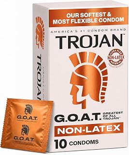 TROJAN G.O.A.T. Latex-Free Lubricated Condoms for Men, 10 Count