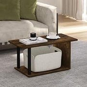 Furinno Basic 2-Tier Modern Coffee Table with Open Shelf, Amber Oak