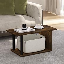 Furinno Basic 2-Tier Modern Coffee Table with Open Shelf, Amber Oak