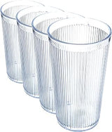 Carlisle FoodService Products Crystalon Stack-All Stackable Tumbler Plastic Tumbler with Ribbed Texture for Restaurants, Catering, Kitchens, Plastic, 21.5 Ounces, Clear (Pack of 4)