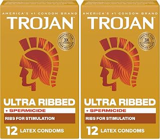 TROJAN Stimulations Ultra Ribbed Spermicidal Condoms, 12 Count (Pack of 2)