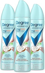 Degree Advanced Antiperspirant Deodorant Dry Spray Coconut & Hibiscus 3 count 72-Hour Sweat and Odor Protection Deodorant Spray With MotionSense Technology 3.8 oz
