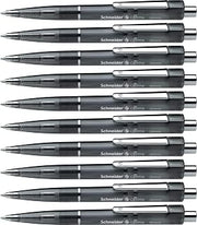Schneider Optima Click-Top Ballpoint Pen Transparent Black M Indelible Black Ink Pack of 10