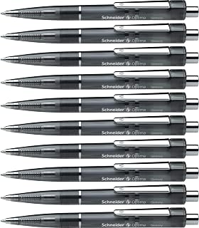 Schneider Optima Click-Top Ballpoint Pen Transparent Black M Indelible Black Ink Pack of 10