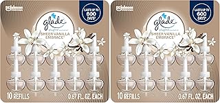 Glade PlugIns Refills Air Freshener, Sheer Vanilla Embrace, Scented and Essential Oils for Home and Bathroom, 0.67 Fl Oz,10 Count (Pack of 2)