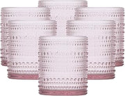 Fortessa Jupiter Beaded Hobnail Glass, 10 Ounce Double Old Fashioned (Set of 6), Pink