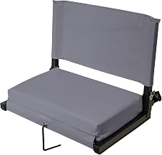 Outdoor Leisure Stadium Chairs for Bleachers with Back Support Products, Extra-Large Ultra-Padded Seat for Complete Comfort, Easy Carry Handle with Adjustable Shoulder Strap,GRAY,STADGYXL