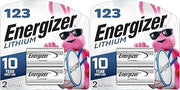 Energizer 123 Lithium Batteries, 3V Photo Batteries, 2 Count, (Pack of 2)