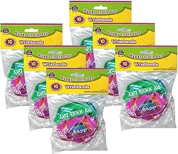 Teacher Created Resources Happy 100th Day Wristband Pack, Assorted Colors, 10 Per Pack, 6 Packs (TCR6568-6)