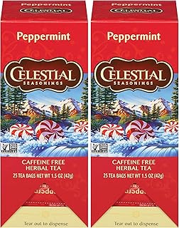 Celestial Seasonings Peppermint Herbal Tea 25 Tea Bags (Pack of 2)