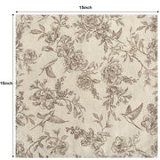 Muginyu Floral Cloth Napkins, 15 x 15 Inch, Set of 12, Flower Bird