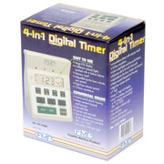 Digital 4 Channel Commercial Kitchen Countdown Timer by FMP – 7-inch H, Plastic, White, Model 151-7500
