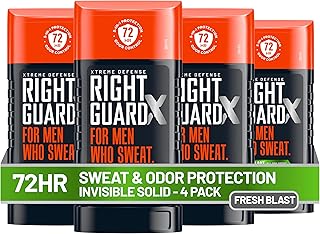 Right Guard Xtreme Defense Invisible Solid Antiperspirant Deodorant, Fresh Blast Scent - 5-in-1 Deodorant Men Can Trust, 72-Hour Odor Control, 2.6 oz (4 Pack)