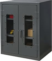 Durham Extra Heavy Duty Welded 12 Gauge Steel Clearview Counter Top Lockable Storage Cabinet with Lexan Door, HDCC243642-2S95, 1900 lbs Shelf Capacity, Gray Powder