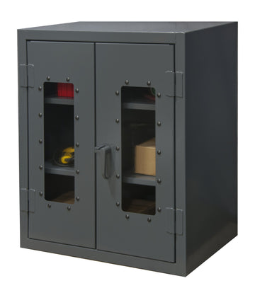 Extra Heavy Duty Welded 12 Gauge Steel Clearview Counter Top Lockable Storage Cabinet with Lexan Door by Durham – 24" W x 36" D x 42" H, Alloy Steel, Grey, Model HDCC243642-2S95
