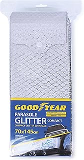 Goodyear Dobleface Front Car Sunshade 70 x 145 cm with Suction Cups – Universal Sun Protection Windscreen – Grey Large Scales – Anti-UV, Thermal, Foldable – Summer Car Accessories