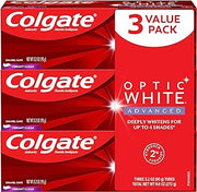 Colgate Optic White Advanced Teeth Whitening Toothpaste, Vibrant Clean, 3.2 Ounce Tube, 3 Pack
