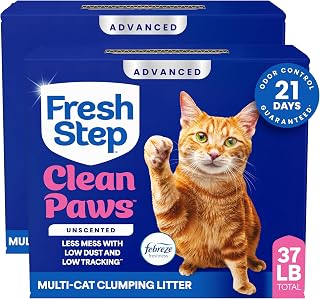 Fresh Step Advanced Clean Paws Multi Cat Clumping Cat Litter, 18.5 lb, 2 Pk