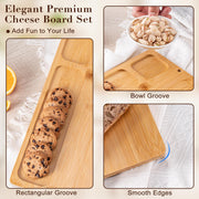 Aisoso Charcuterie Board Set, Bamboo with 4 Knives, Natural