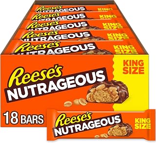 Reese's NUTRAGEOUS Chocolate, Peanut Butter, Caramel and Peanut King Size, Candy Bars, 3.1 oz (18 Count)