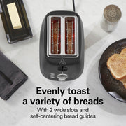 2 Slice Toaster With Bagel by Hamilton Beach – 2 Slice, Plastic, Black, Model 22915