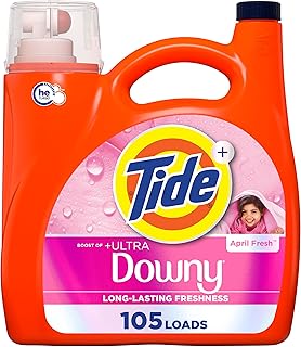 Tide Plus Boost of Ultra Downy Liquid Laundry Detergent, April Fresh Scent, 148 fl oz, 105 Loads, Laundry Detergent Liquid with Long-Lasting Freshness