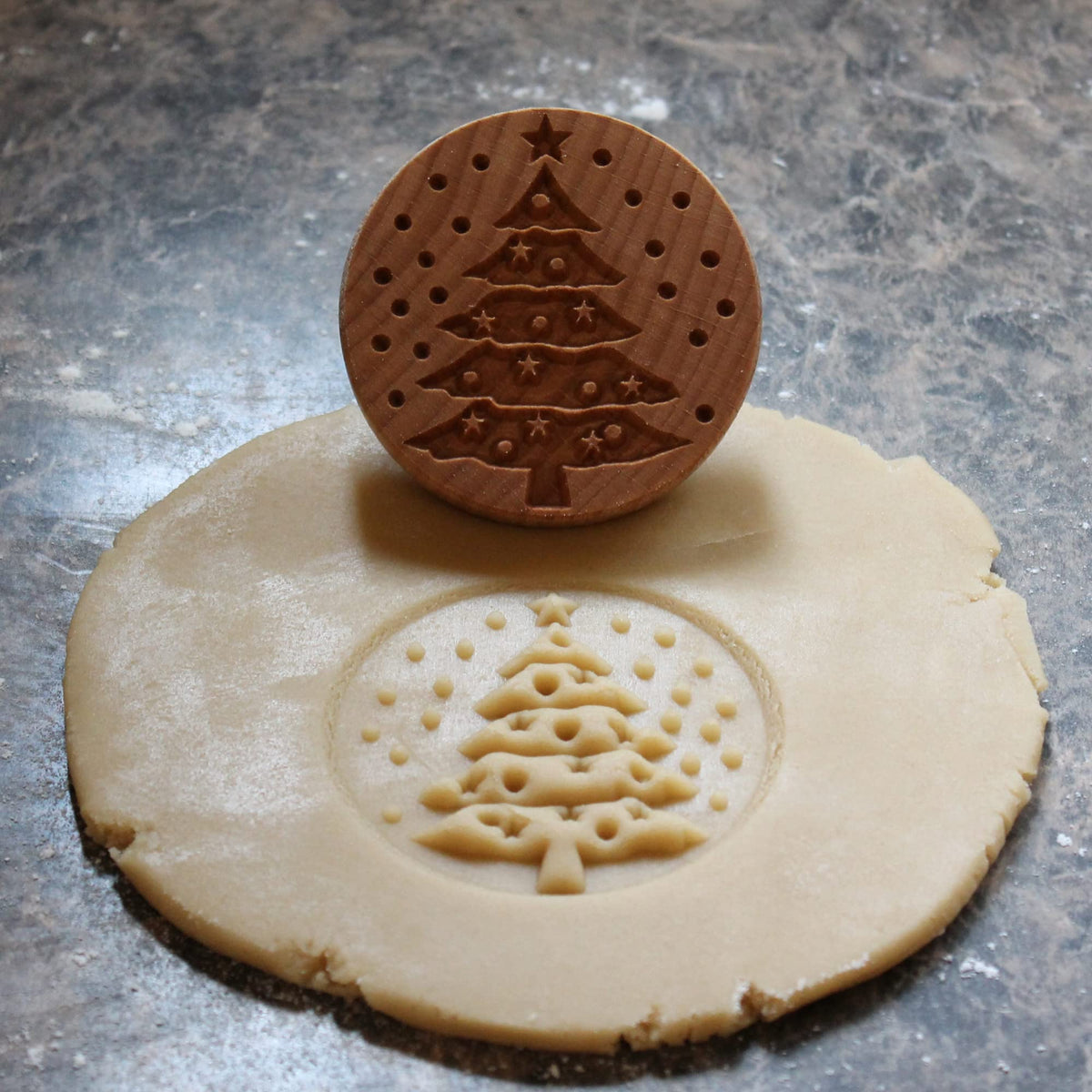 Fun Food Tools Cookie Stamp, 2.5 Inch Diameter, Christmas Tree