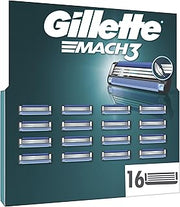 Gillette Mach3 Base Razor for Men, 16 Razor Blade Refills, with Lubrication Strip for a Smooth Glide