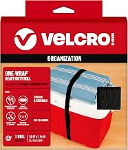 VELCRO Brand ONE-WRAP Roll Black | 30 Ft x 1-1/2 In | Reusable Self-Gripping Hook and Loop Tape | Cut Straps to Bundle Tie Materials and Tools in Garage Shed or Worksite