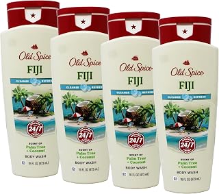 Old Spice Body Wash - Fiji - With Palm Tree - Net Wt. 16 FL OZ (473 mL) Per Bottle - Pack of 4 Bottles