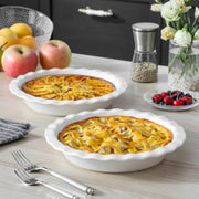 Malacasa Ceramic Pie Dish, 9 Inch 40 Oz, Set of 2 White