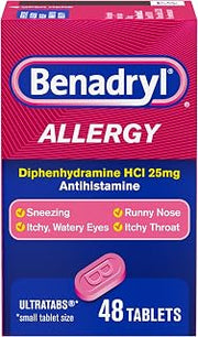 Benadryl Allergy Relief Ultratabs, 25 mg Diphenhydramine HCl, 48 ct