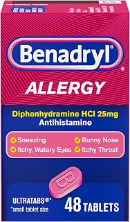 Benadryl Allergy Relief Ultratabs, 25 mg Diphenhydramine HCl, 48 ct