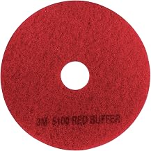 3M Buffer Floor Pad 5100, Red, 20", 5/Case | Removes Soil, Scratches, Scuff Marks, and Black Shoe Heel Marks