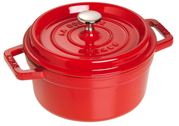 Round Cocotte - 9Qt - Cherry by STAUB – 30cm, 8.4 liters, Cast Iron, 03) Cherry, Model 1004228