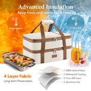 Lifewit Expandable Insulated Casserole Carrier, Double Decker, Cream