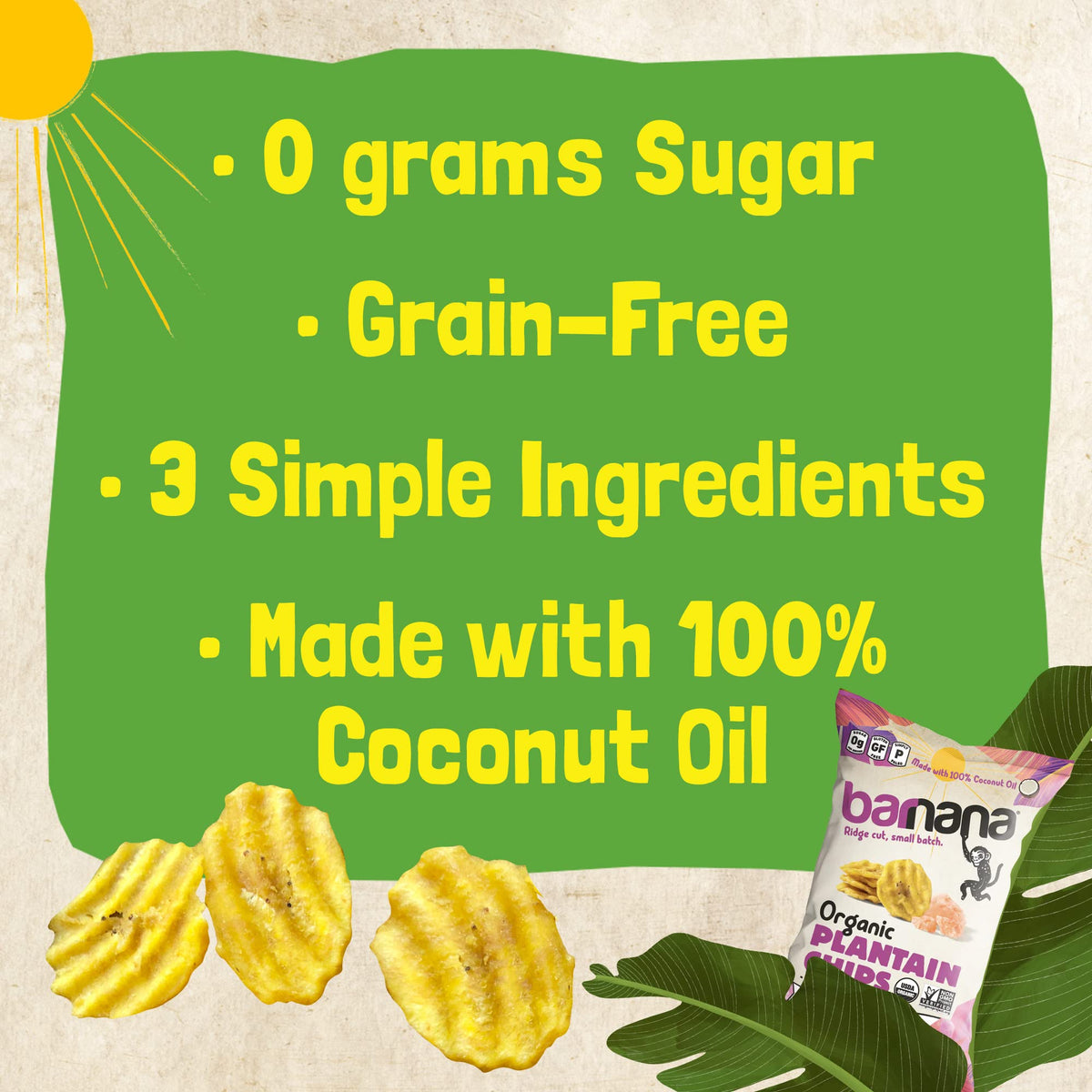 Organic Plantain Chips by Barnana – 2 Ounce (Pack of 6), Pack of 6