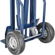 Steel 3-in-1 Convertible Hand Truck with Pneumatic Wheels by Global Industrial – 13"L x 51"W x 21"H, Alloy Steel, Blue, Model 983130
