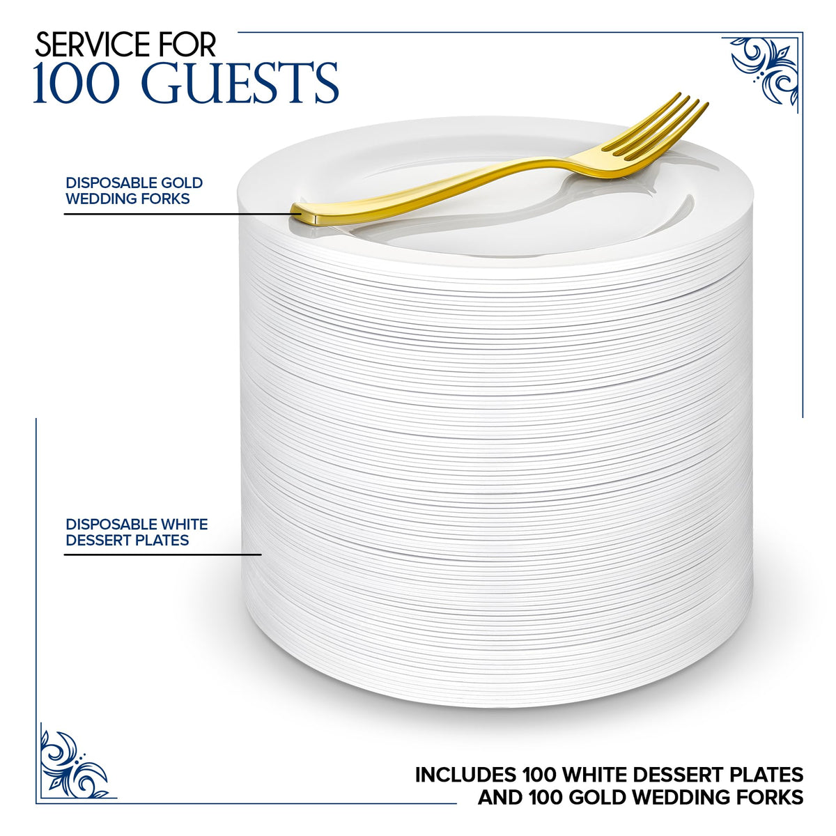 Stock Your Home 8 Pack Pack of 25 / White / Classic Plates