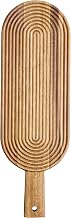 Tablecraft Acacia Collection Oblong Serving Board, 20" x 6.5" x 0.75", Varnished Acacia Wood Serving Board with Modern Stripe Pattern and Handle for Charcuterie and Appetizer Displays