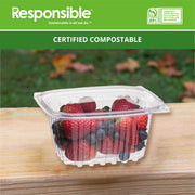 16 oz Clear Rectangle Hinged Deli Container by Responsible Products – 16.0 fluid_ounces, Other, Clear, Model RP-RECTPLADC16-200