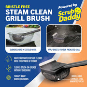 Steam Clean Bristle Free Grill Brush Powered by Scrub Daddy by Mr. Bar-B-Q – Stainless Steel, Black, Model 77101AMZSD