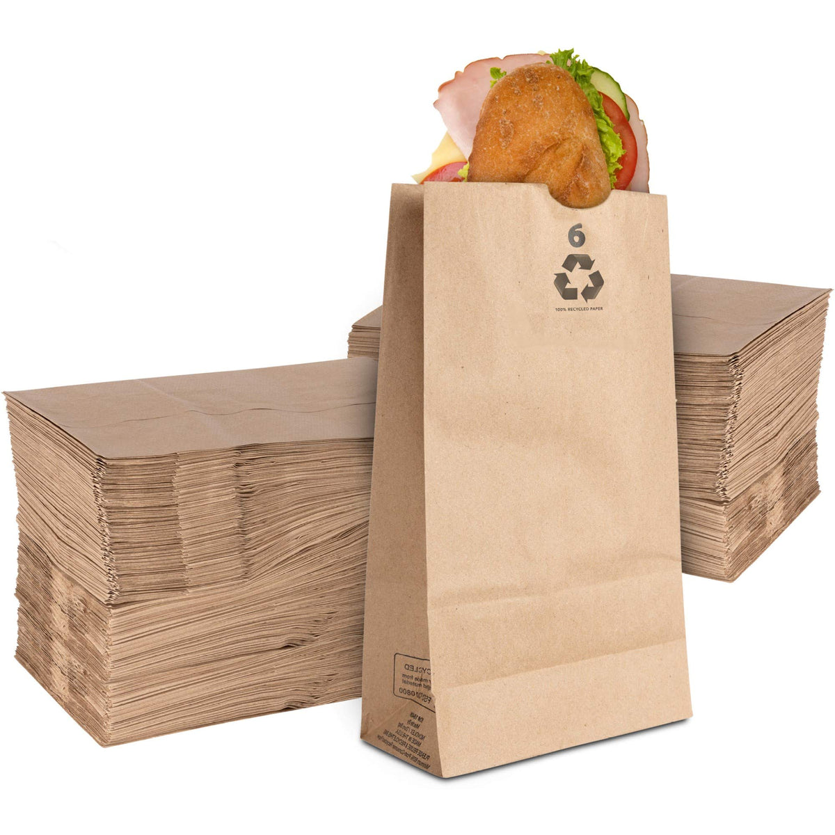 Stock Your Home 200 / 6"W x 3 5/8"G 11 1/16"H / Kraft Brown Food Storage Bags