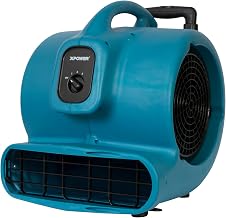 XPOWER X-830H Pro 1 HP 3600 CFM Centrifugal Air Mover, Carpet Dryer, Floor Fan, Blower, Telescopic Handle and Wheels, for Water Damage Restoration, Janitorial, Plumbing, Home Use