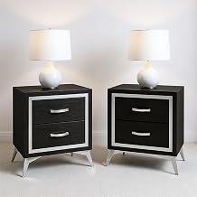 New Classic Furniture Huxley Wood Nightstand in Black (Set of 2)