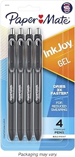 Paper Mate Ink Joy Retractable Gel Pen, Bold Point (1.0mm), Black (2061416), Pack of 4